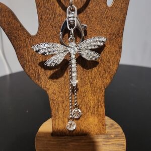 Elegant Silver Dragonfly Pendant Bag Charm